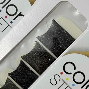 New Color Street “J’Adore Glamour” Black Glitter French Manicure Nail Strips